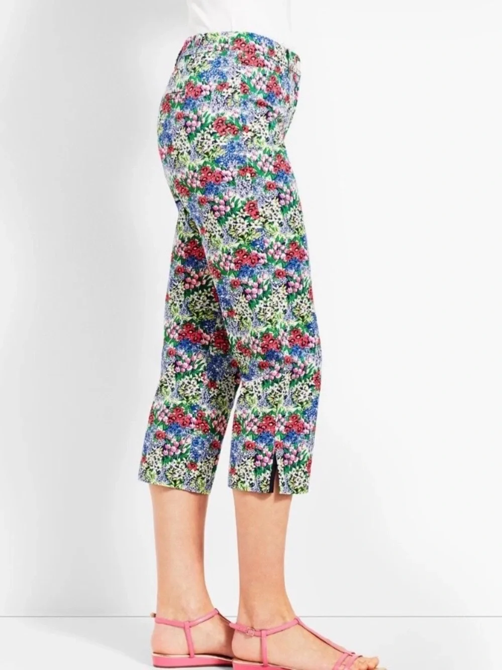 Talbots Perfect Skimmer Pedal Pusher Floral Pants Size 6 Spring Bloomcore Beachy - Picture 3 of 13